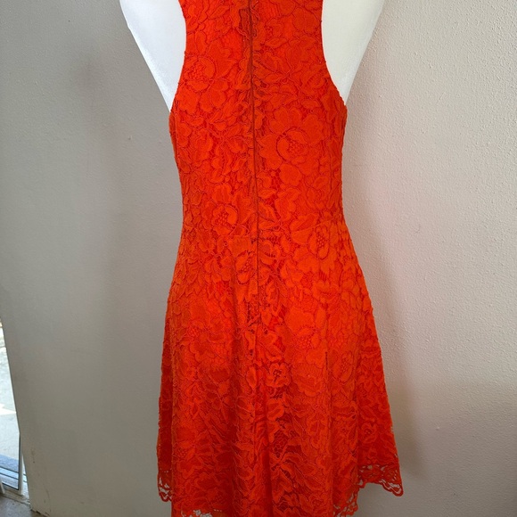 Classical Orange Lace Dress - Sandro Paris - Picture 7 of 17